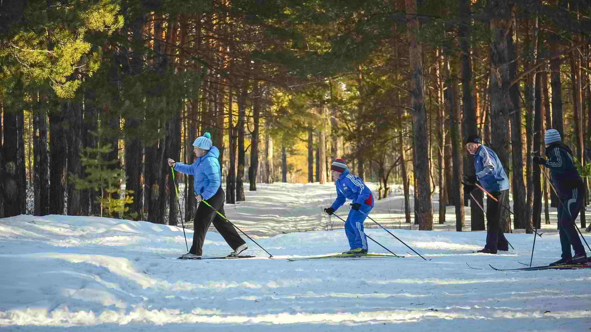 Family cross-country skiing
